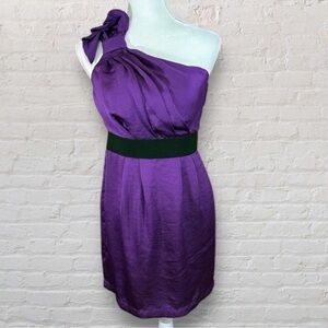 NWT BCBGeneration- Plumb Satin One Shoulder Cocktail / Party Dress- Size 6